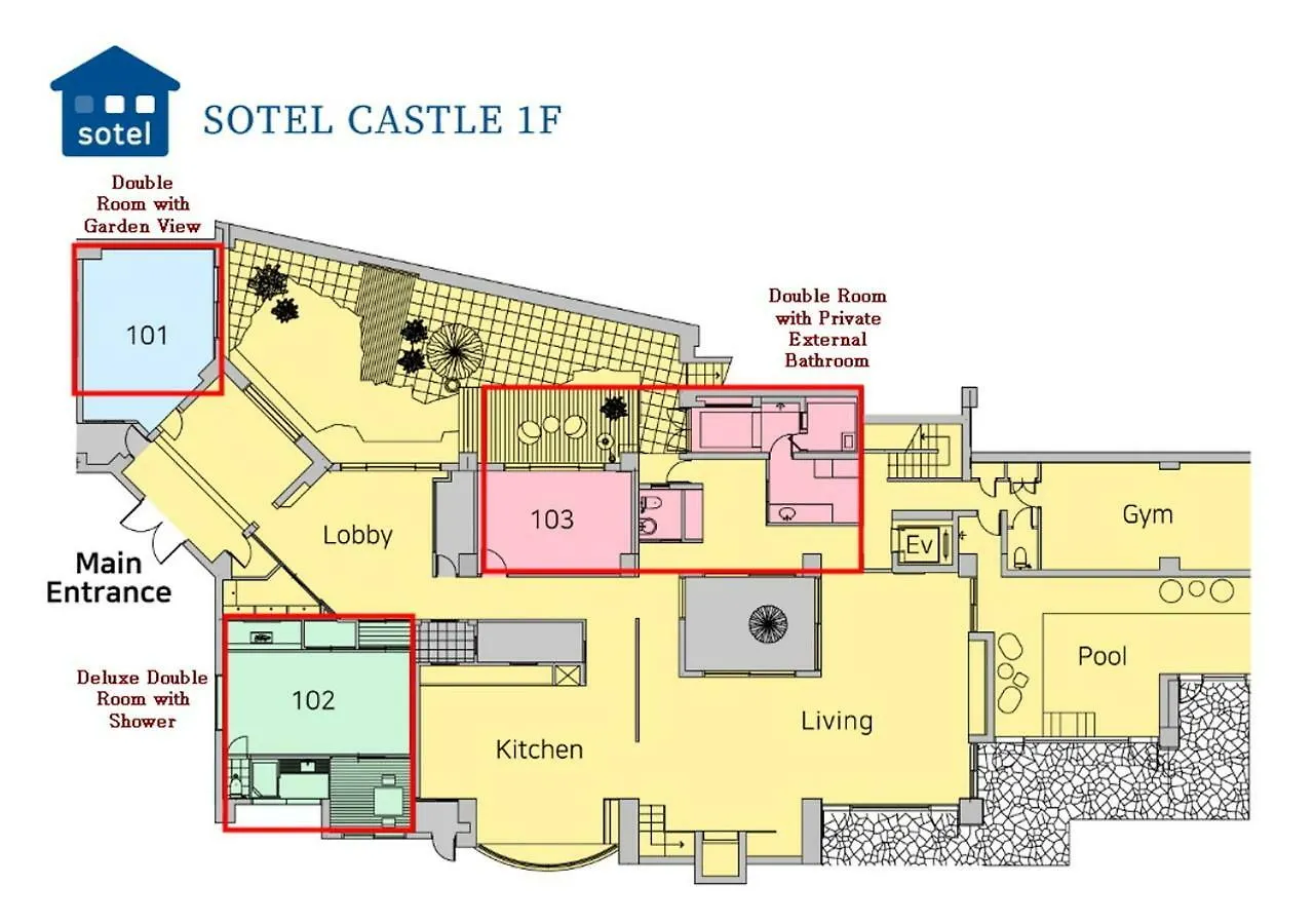 Sotel Castle Фукуока Гостевой дом